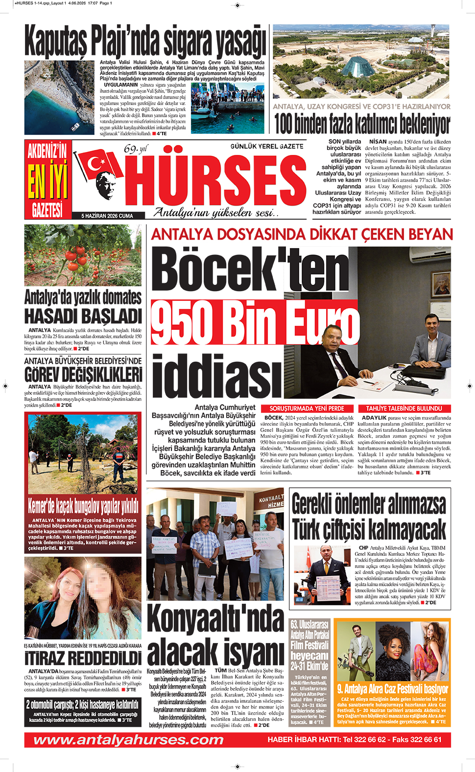 ANTALYANIN YÜKSELEN SESİ HÜRSES 5 HAZİRAN 2026